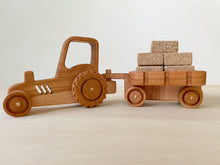 Load image into Gallery viewer, Nature Based Toys, Handmade, Daddy&#39;s Treasures, Wooden Tractor, Wooden Toy, Wooden toys, Wooden Tractor with trailer, Toy Tractor, Handmade, wooden gift, Natural wood toys, Wooden Tractor Toy with Trailer, Farm Vehicle Set, Toddler Push Toy, Montessori, Natural Toy Gift For Kid, Waldorf Toys, Baby Shower Birthday Gift
