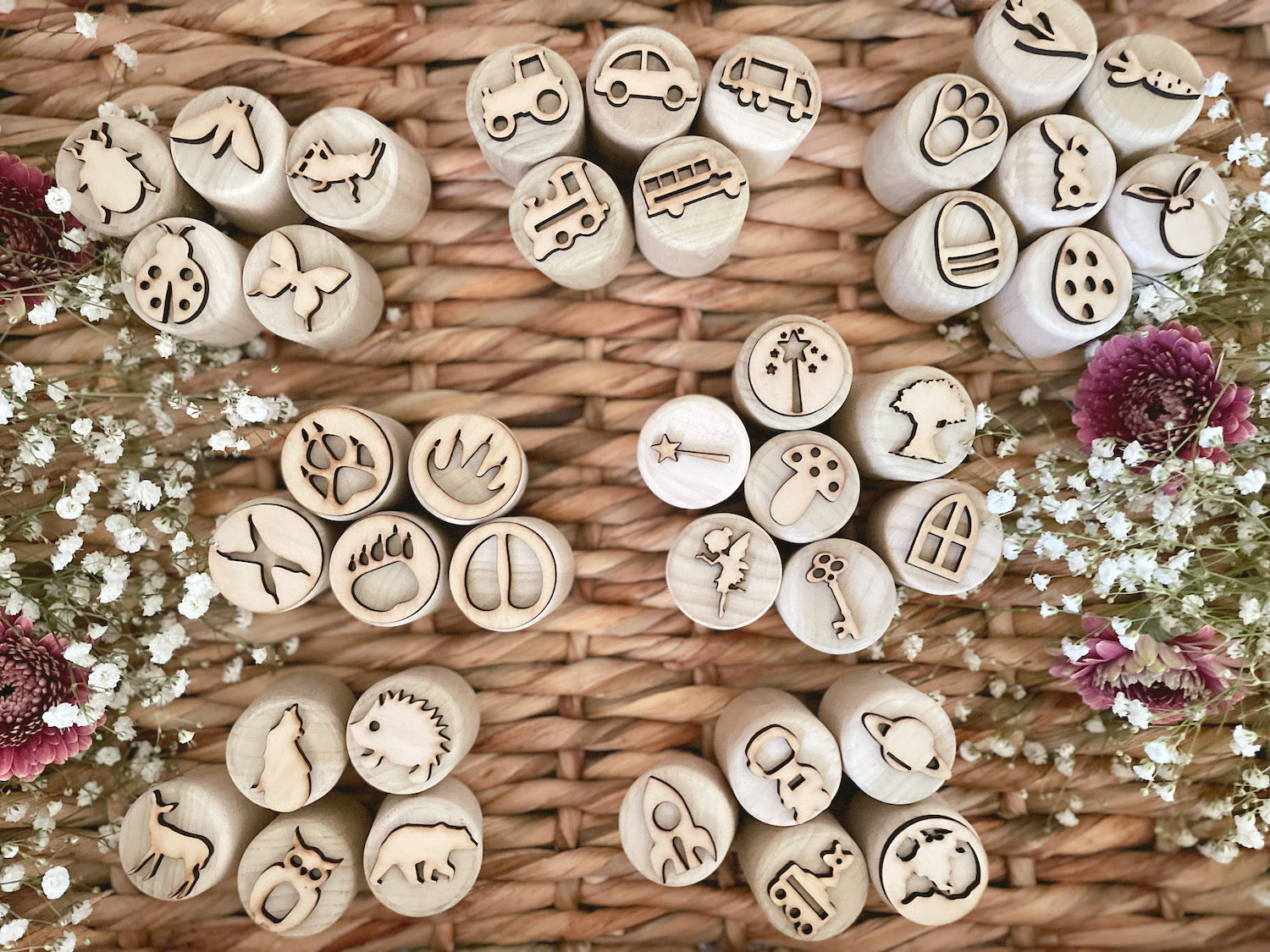 Wooden Playdough Stamps, African Animals
